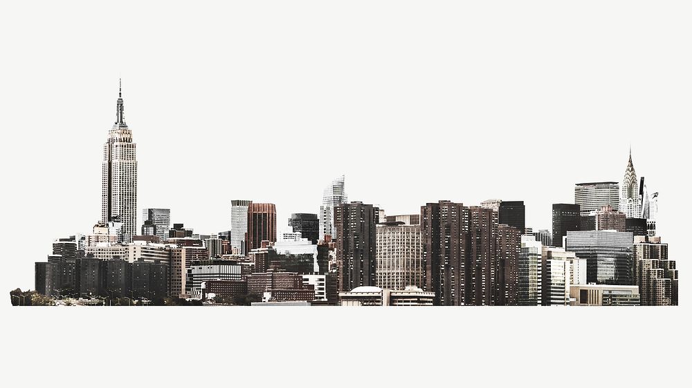 Cityscape off white background collage element psd