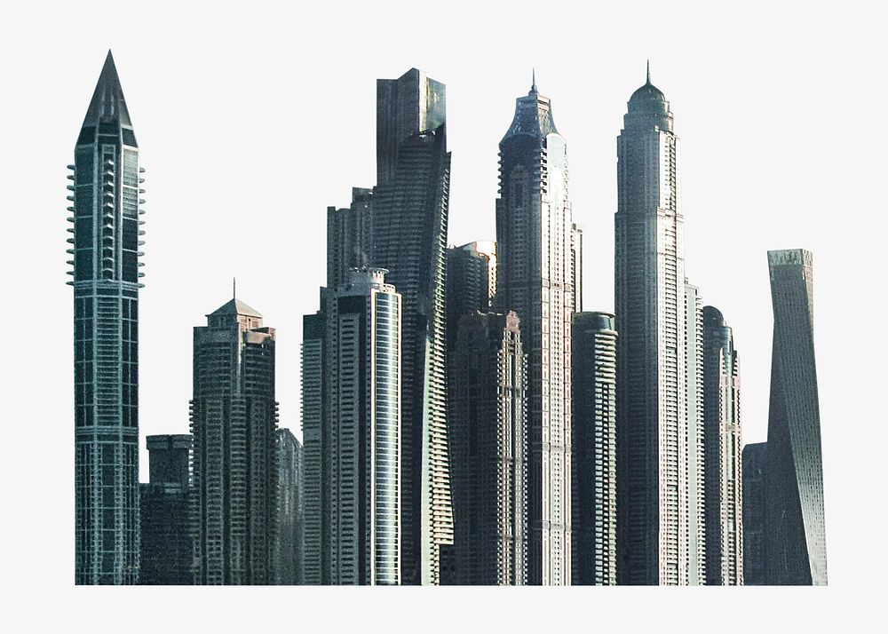 Dubai grey skyscrapers in UAE