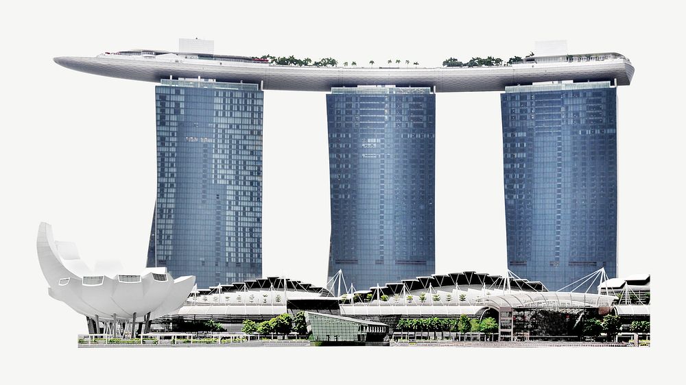 Singapore Marina Bay Sands towers collage element psd