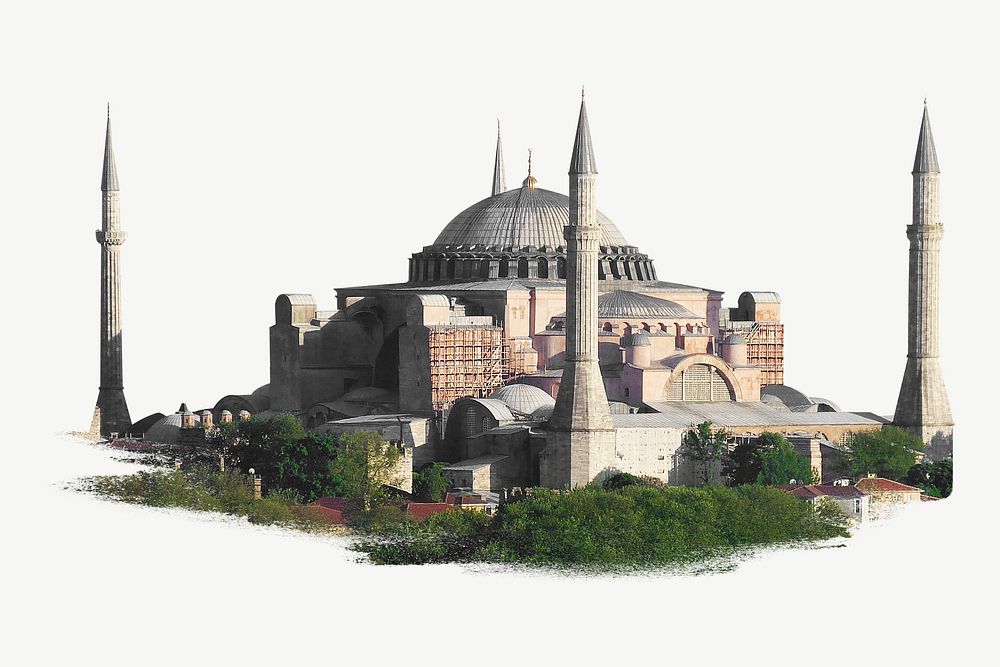 Hagia Sophia mosque in Turkey collage element psd