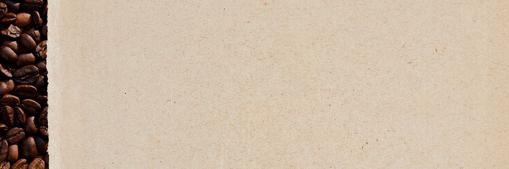 Coffee beans, beige background for banner