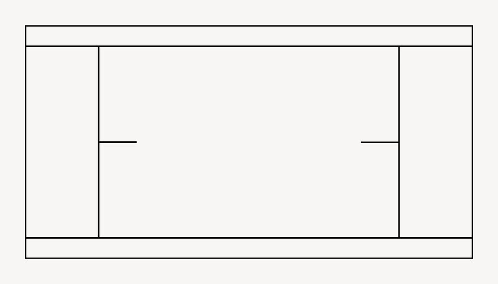 Tennis court outline, design element vector