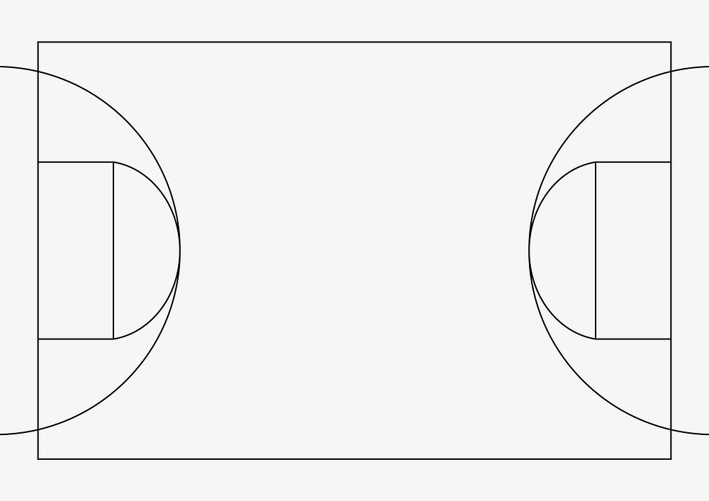 Basketball court outline, design element vector