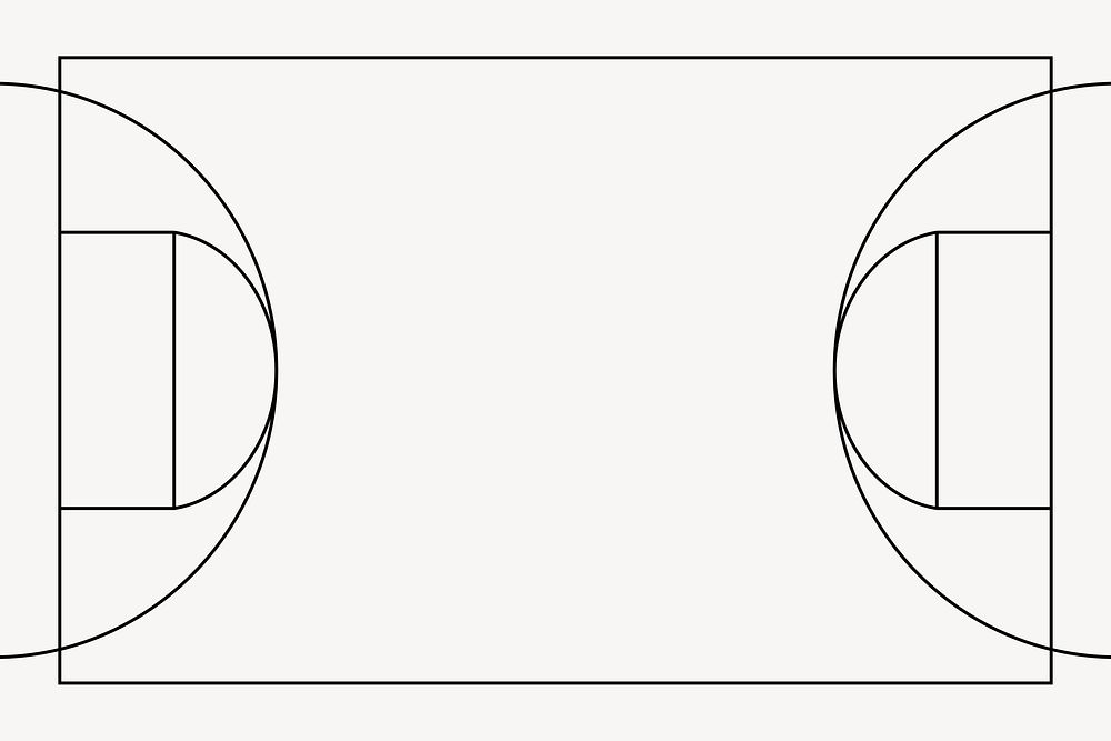 Basketball court outline, design element vector