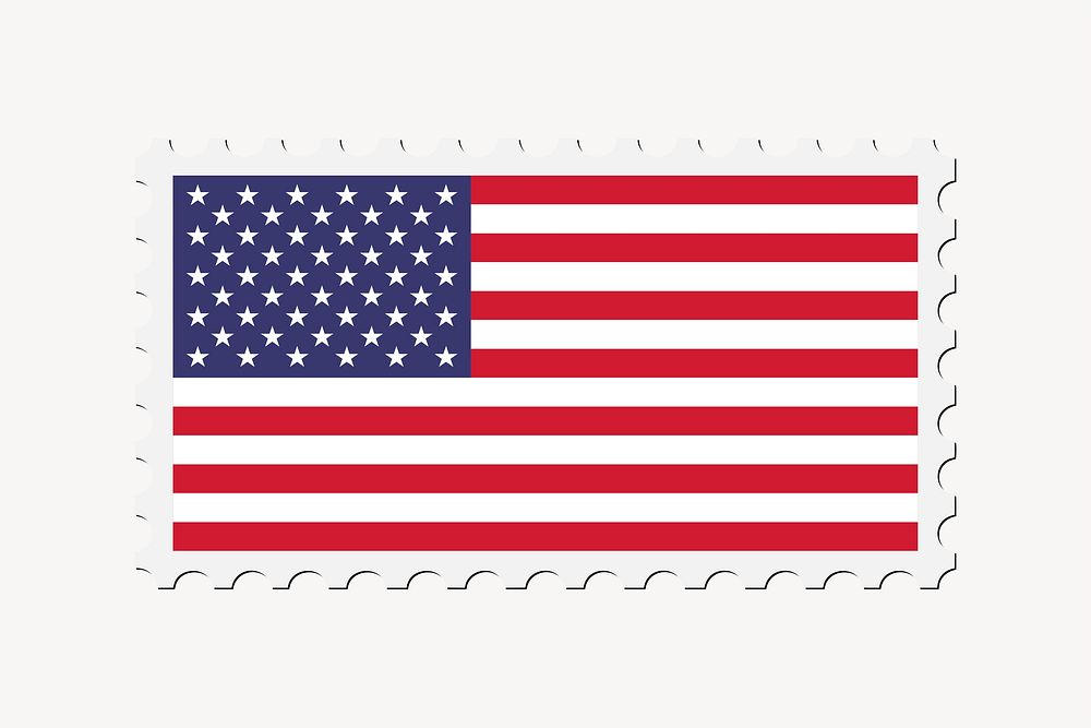 Flag stamp clipart, patriotic illustration psd. Free public domain CC0 image.