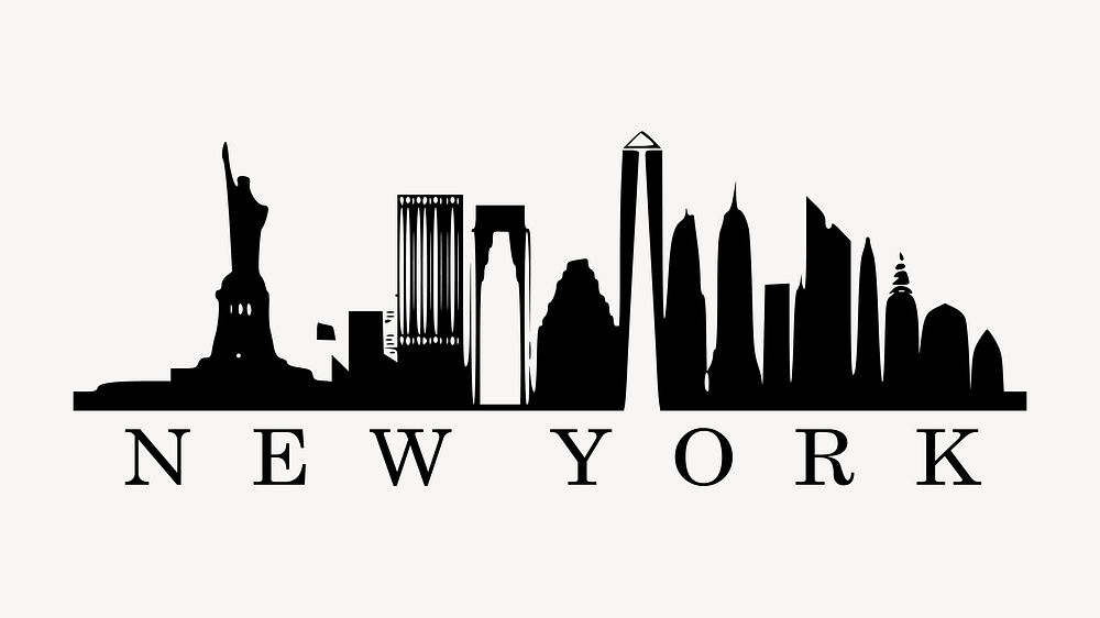 New York silhouette illustration. Free public domain CC0 image.