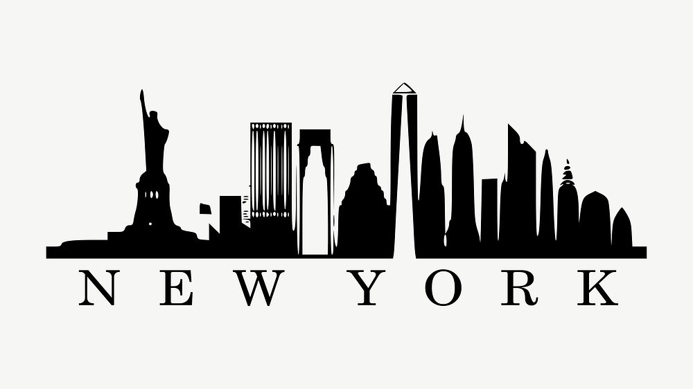 New York silhouette buildings clipart illustration psd. Free public domain CC0 image.