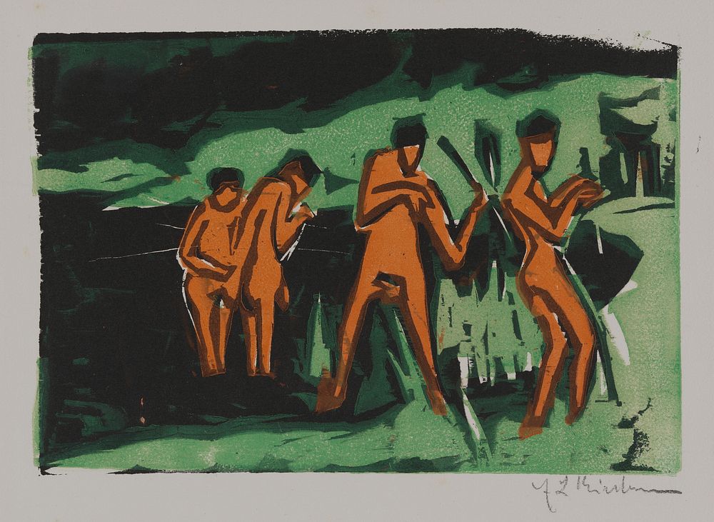 Bathers Tossing Reeds by Ernst Ludwig Kirchner