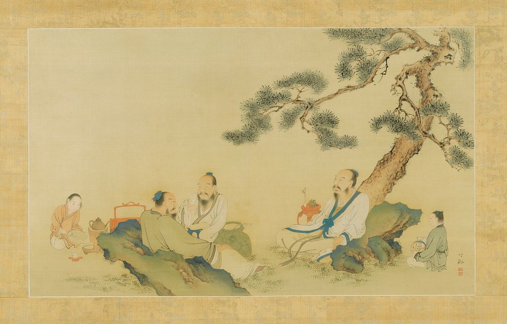 Scholars Enjoying Tea by Nakabayashi Chikkei