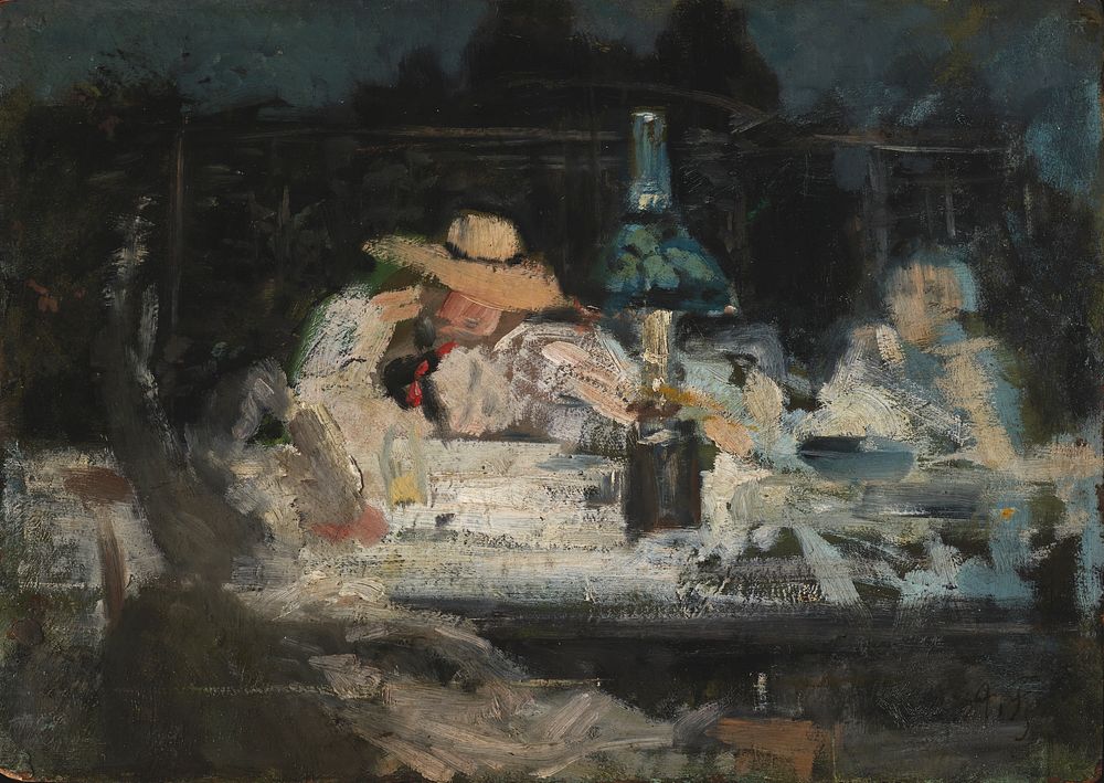 Figures Seated Around a Lamp by Jean Alexandre Joseph Falguiere