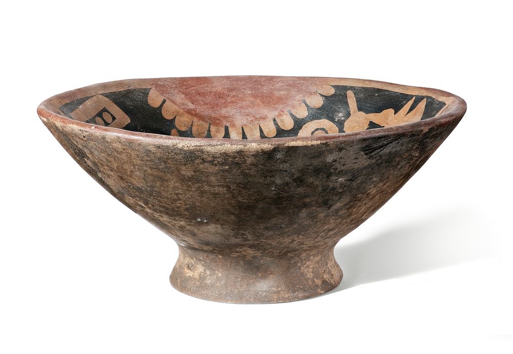 Footed Bowl with Village Scene