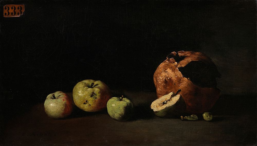 Still Life with Apples and a Pomegranate by Theodule Augustin Ribot