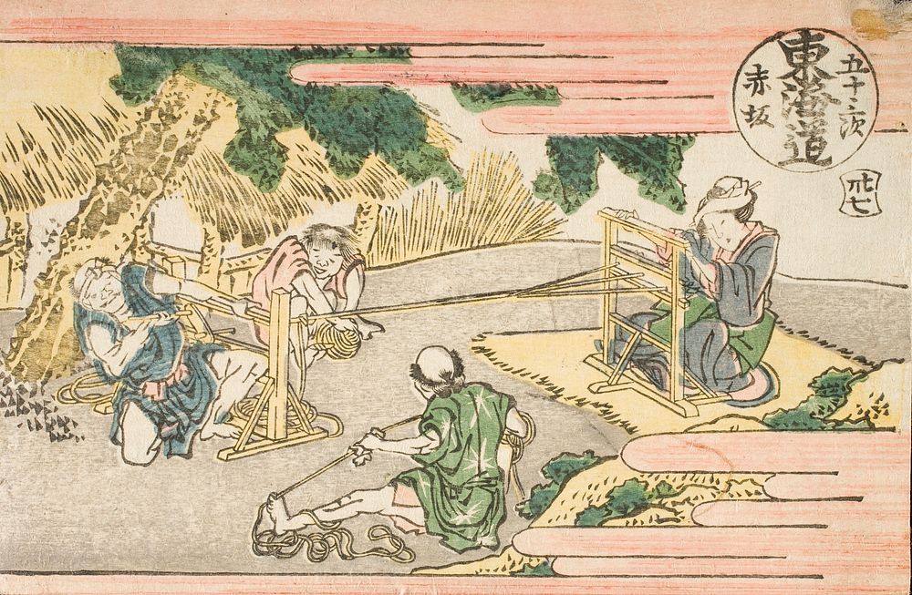 Akasaka, 37; Fujikawa, 38 by Katsushika Hokusai