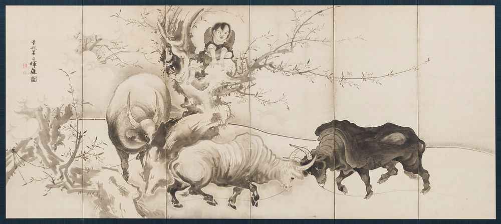 Oxen and Herdboys by Soga Shohaku