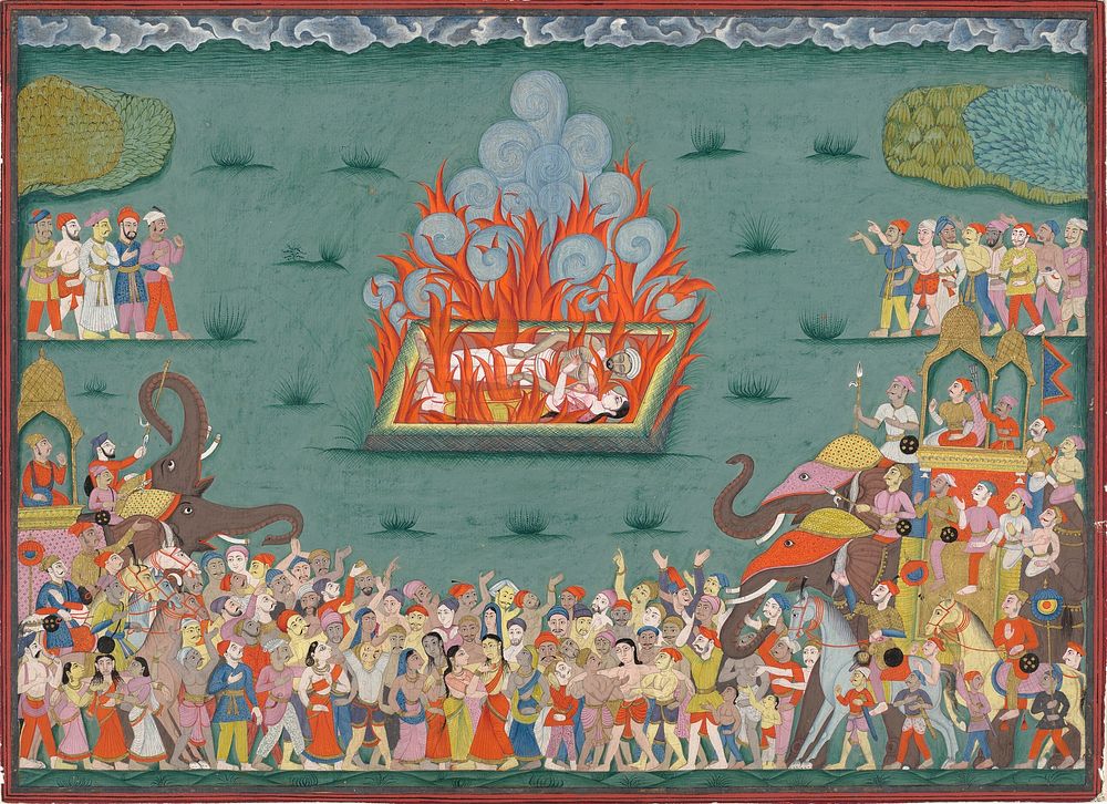 The Cremation of Peshwa Madhavrao I (officiated 1761-1772) and the Sati of his Wife Ramabai