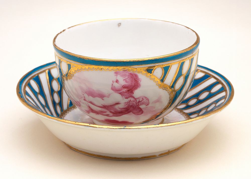 Tea Bowl and Saucer by Richard Askew and Chelsea Derby Factory