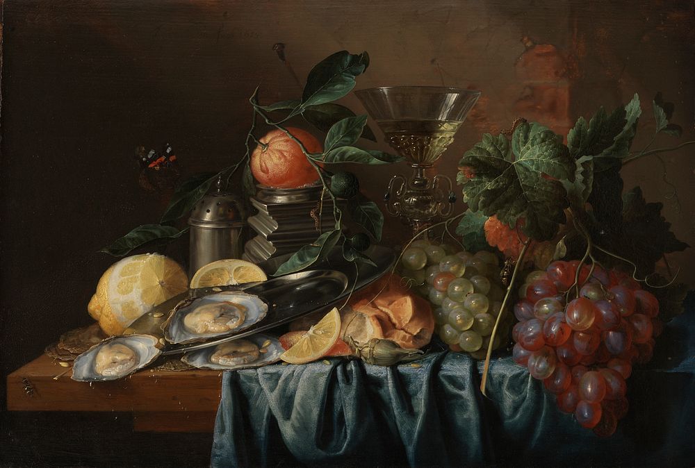 Still Life with Oysters and Grapes by Jan Davidsz de Heem