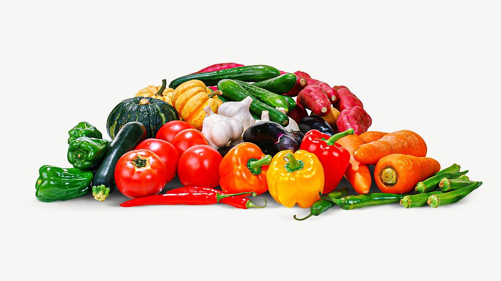 Heap of colorful vegetables psd