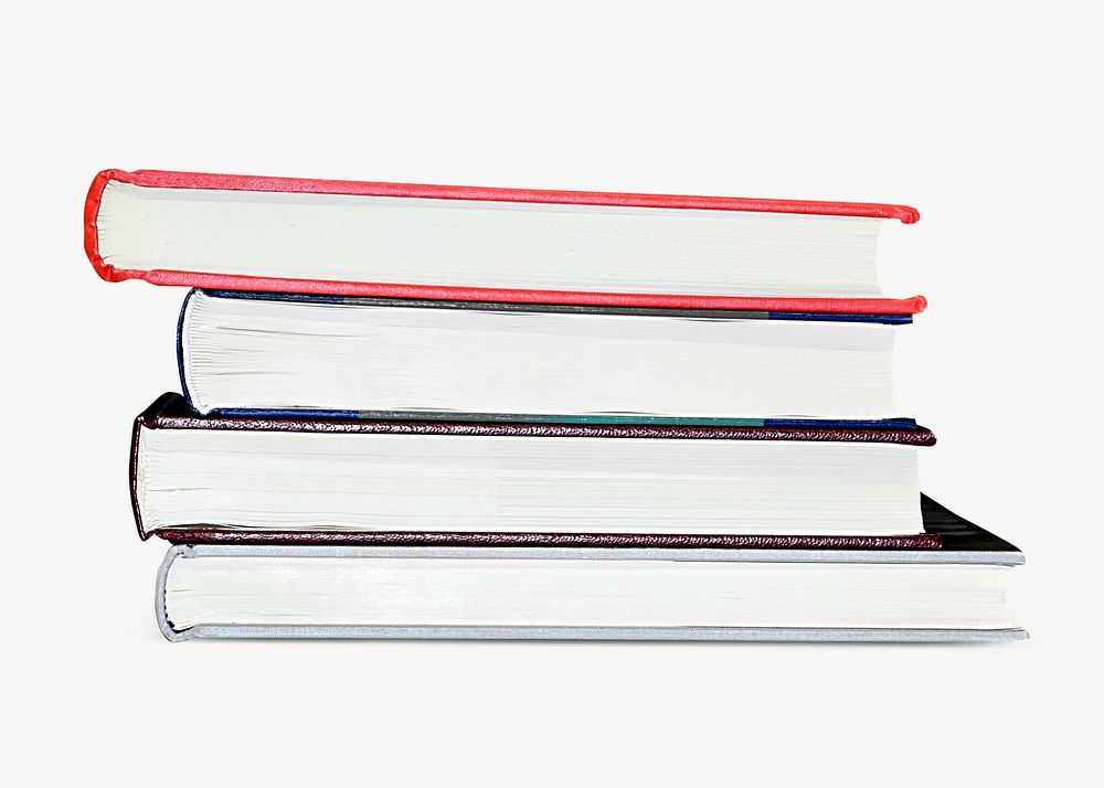 Four books stacked vertically psd