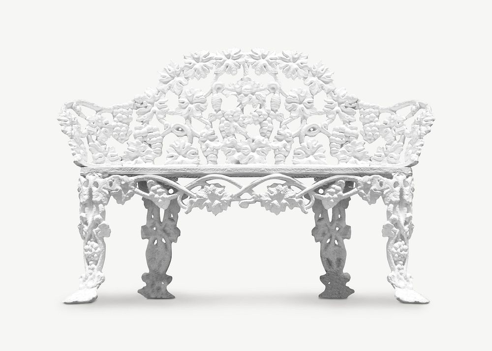 White hand carved bench psd