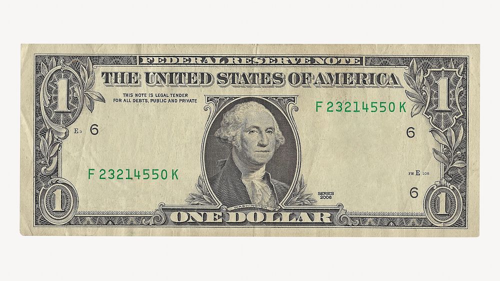 American bank note, isolated image
