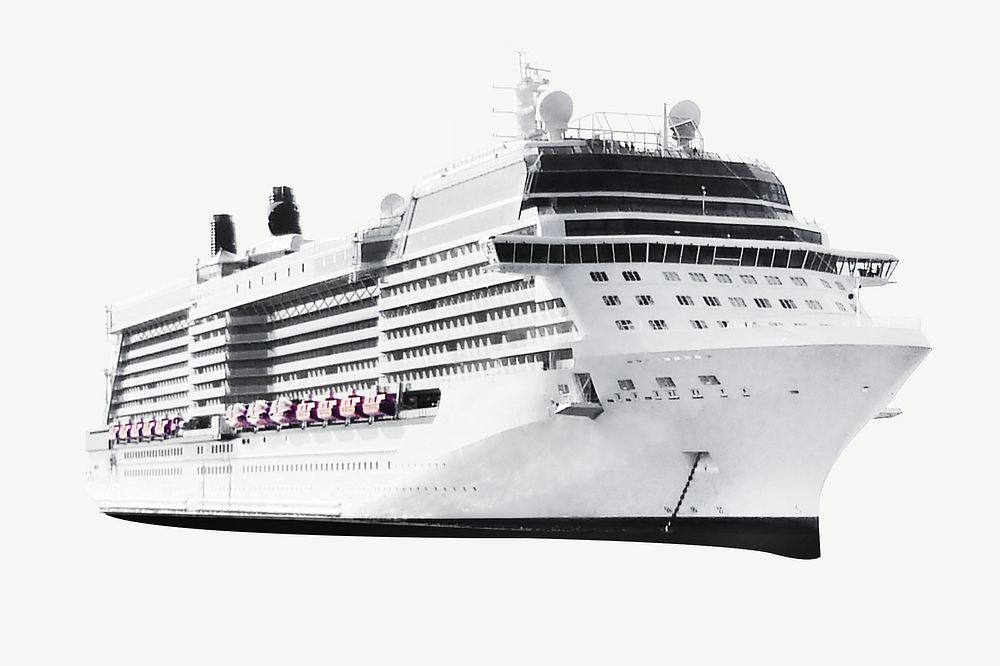 Big white cruise ship collage element psd
