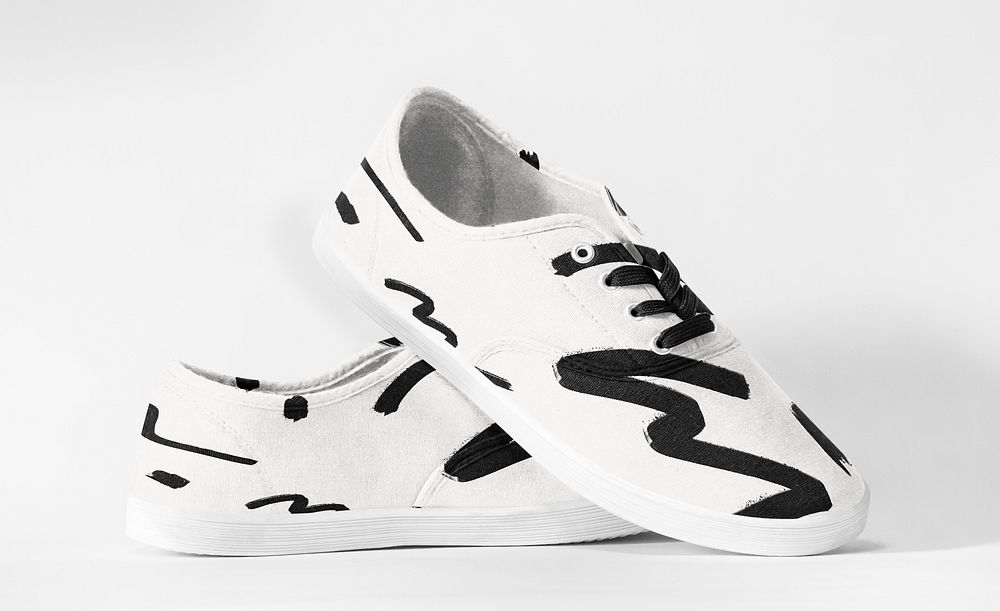 black-white-canvas-sneakers-free-photo-rawpixel