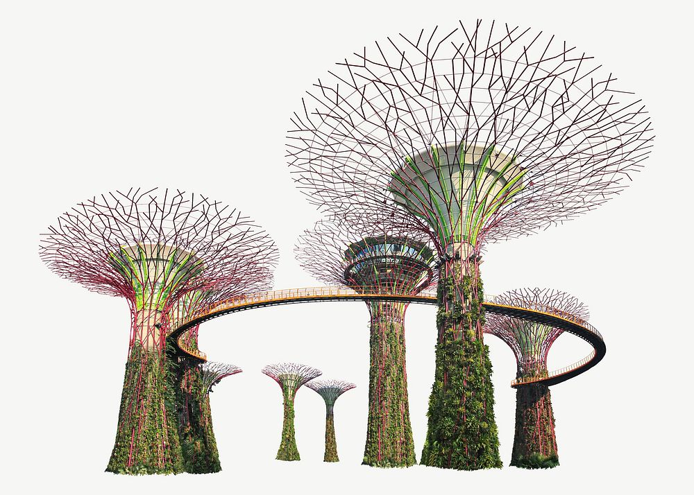 Gardens by the Bay in Singapore collage element psd