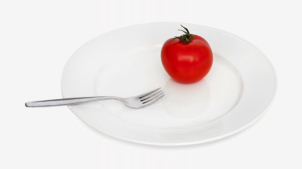 Tomato plate isolated image on white