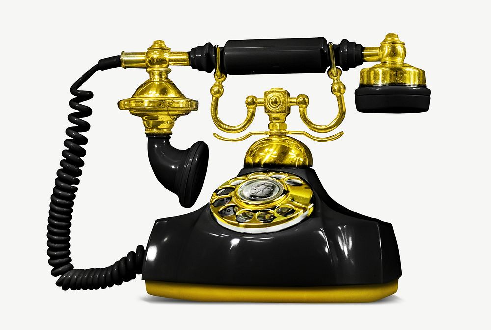 Black and gold vintage phone psd
