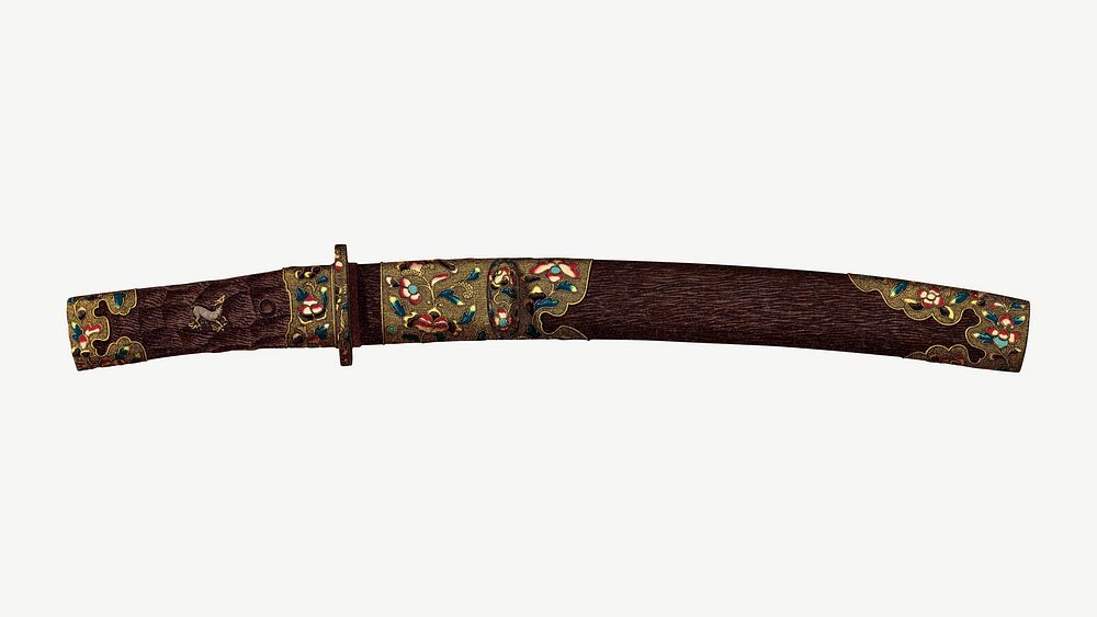 Japanese sword, vintage decoration by G.A. Audsley-Japanese sculpture psd. Remixed by rawpixel.