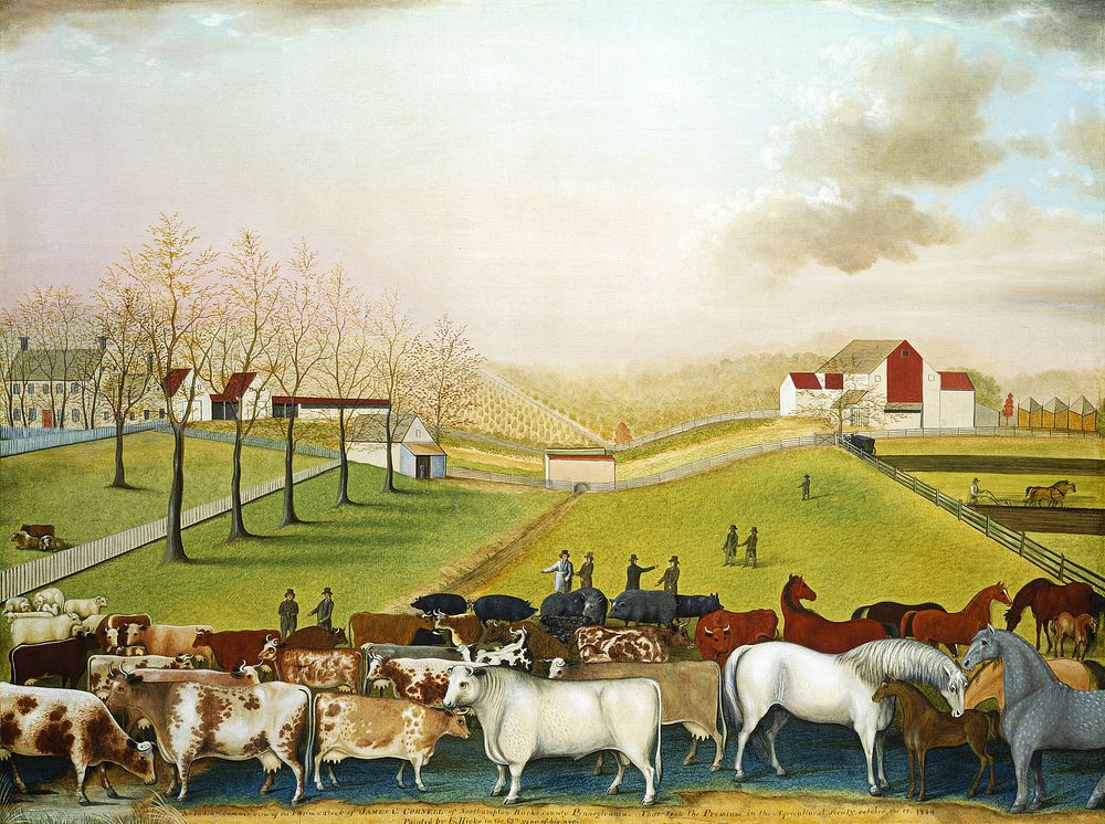 The Cornell Farm (1848) oil painting by Edward Hicks. Original public domain image from Wikipedia. Digitally enhanced by…