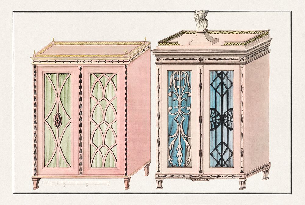 Designs for Two Cabinets (1805) watercolor art. Original public domain image from The Smithsonian Institution. Digitally…