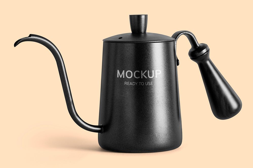 Black drip kettle mockup design resource