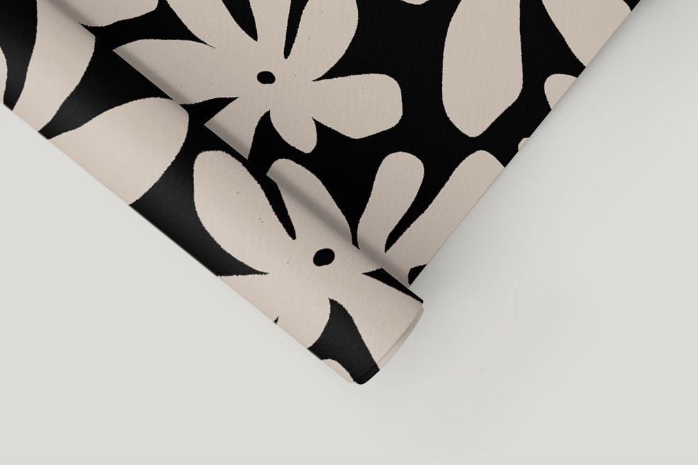 Black floral patterned poster