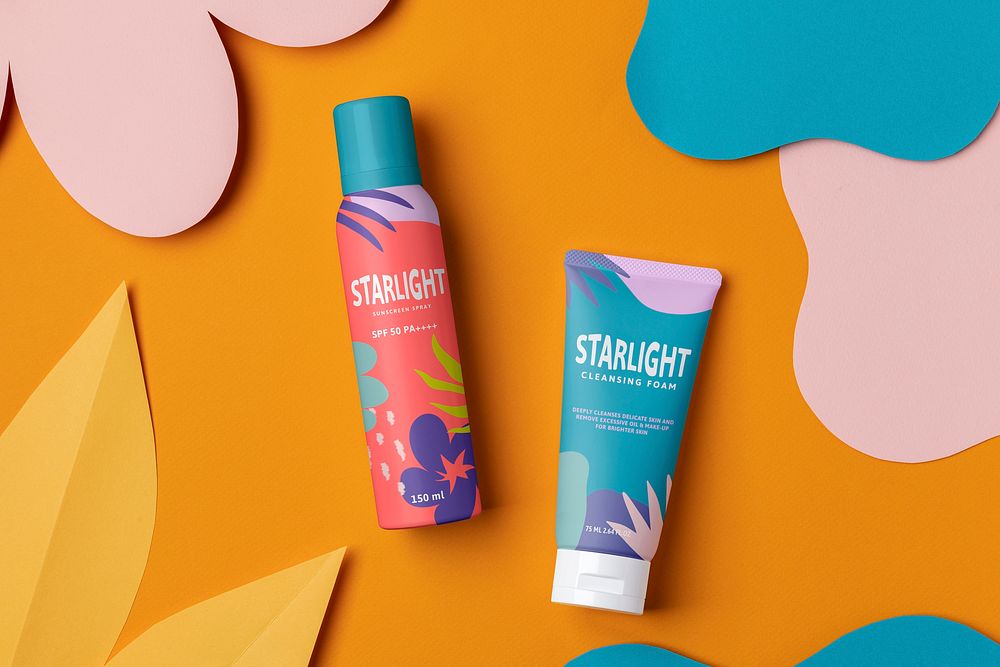 Sunscreen product mockup, summer beauty skincare psd
