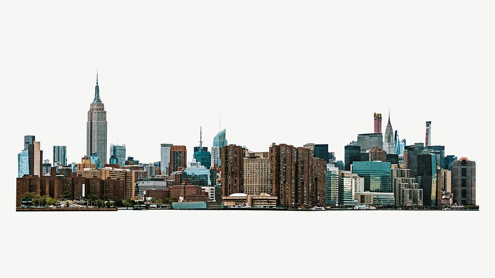 Cityscape view of Manhattan collage element psd