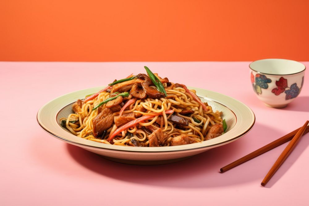 Food chopsticks spaghetti noodle. AI generated Image by rawpixel.