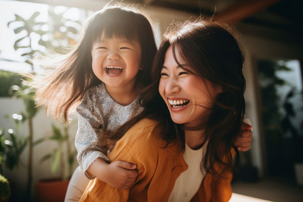 Laughing family female people. 