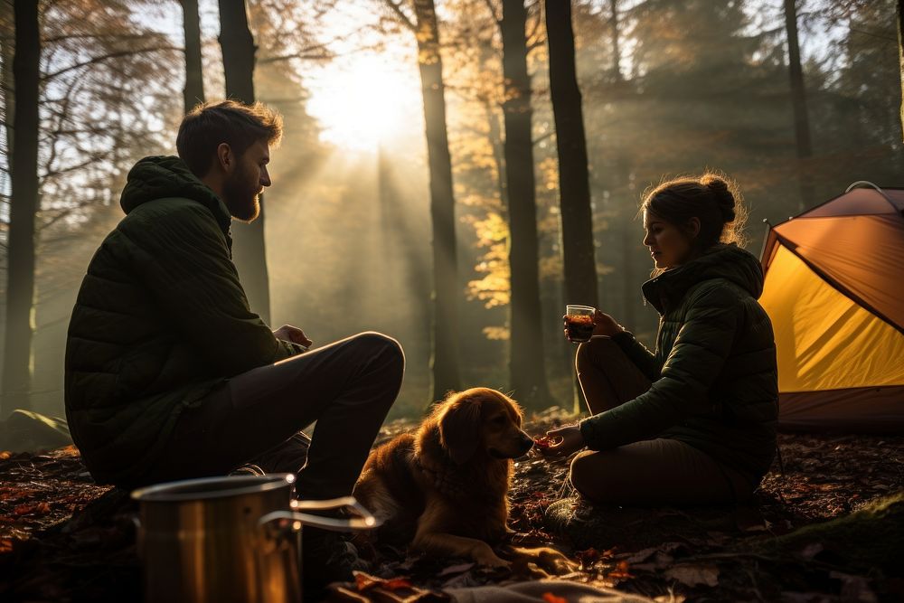 Camping dog outdoors nature. AI generated Image by rawpixel.