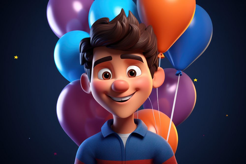 Birthday balloon cartoon illuminated. AI generated Image by rawpixel.