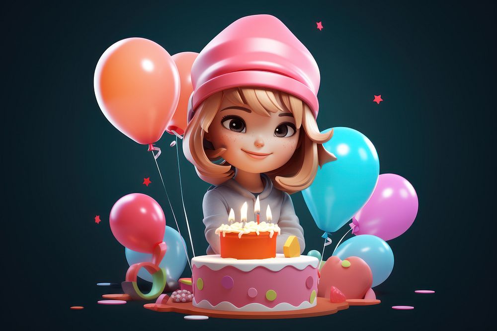 Birthday dessert balloon party. AI generated Image by rawpixel.