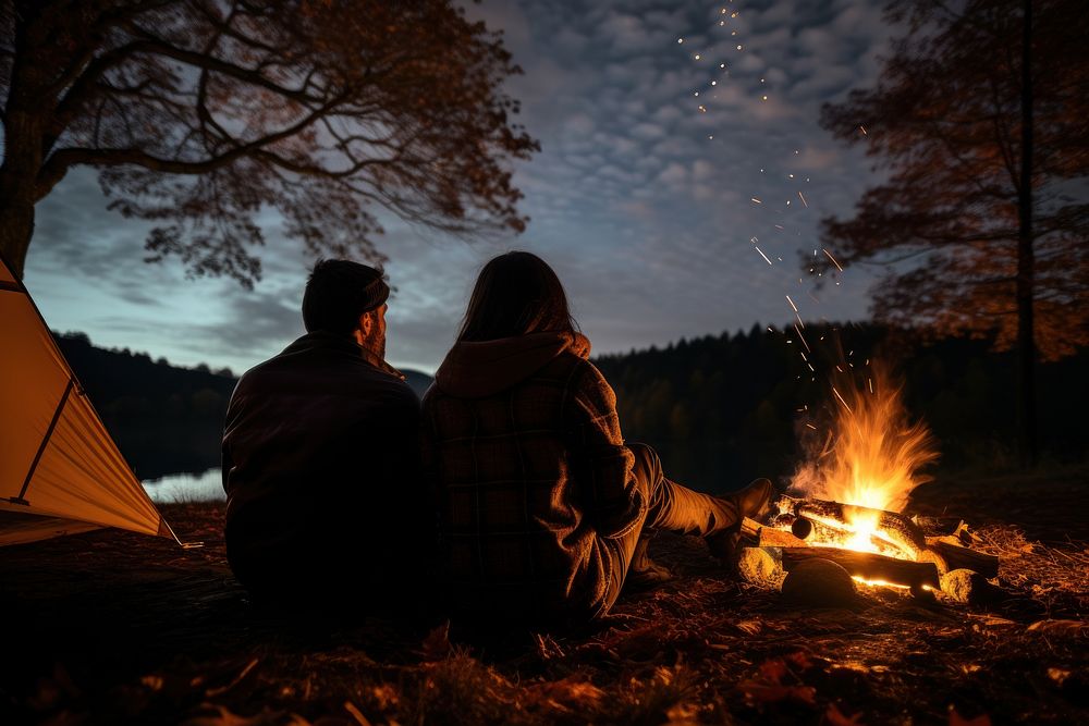 Camping fire outdoors bonfire. AI generated Image by rawpixel.