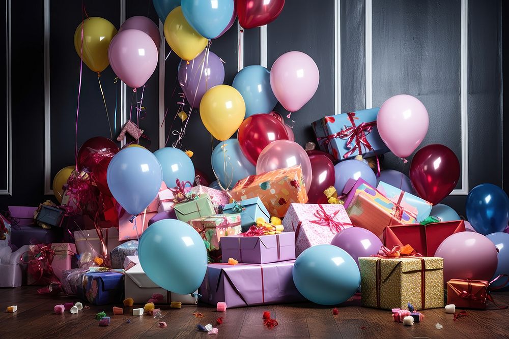 Balloon box accessory birthday. AI generated Image by rawpixel.