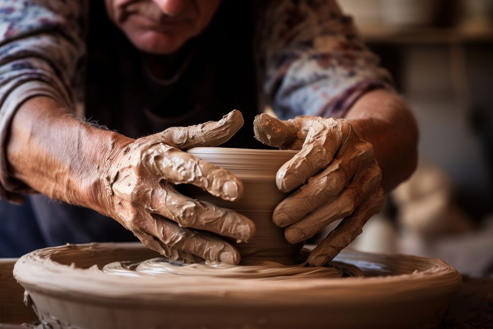Pottery hand art handicraft. AI generated Image by rawpixel.