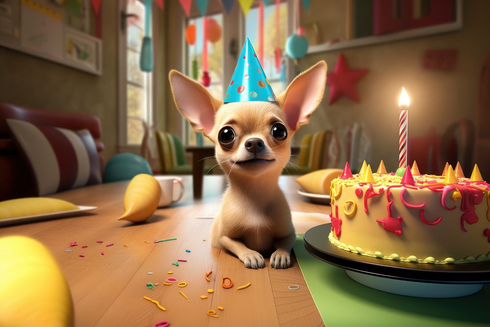 Cake dog chihuahua birthday. AI generated Image by rawpixel.