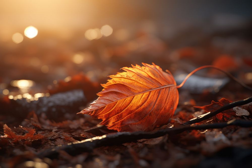 Leaf sunlight autumn plant. AI generated Image by rawpixel.