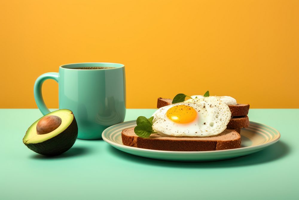 Plate egg cup avocado. 