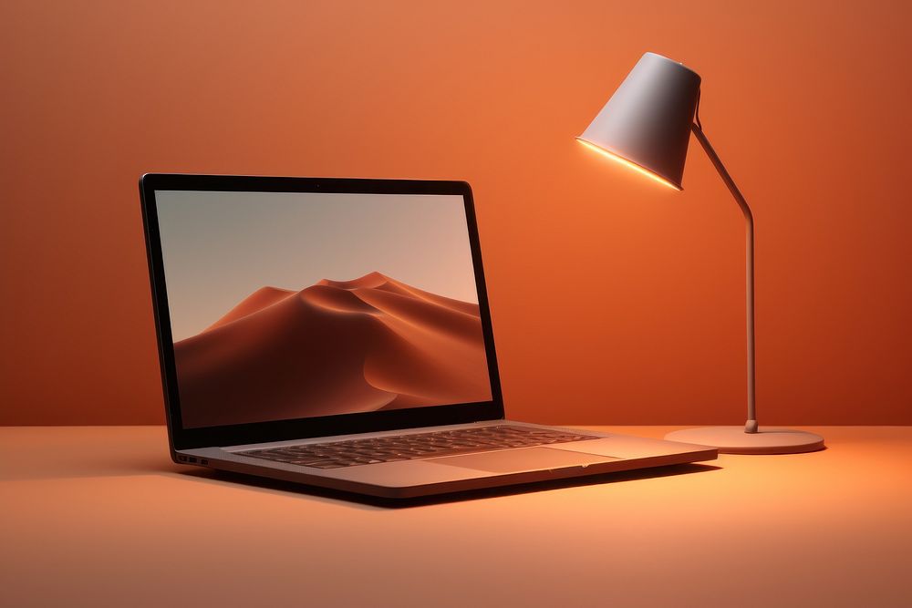 Computer laptop lamp portability. AI generated Image by rawpixel.