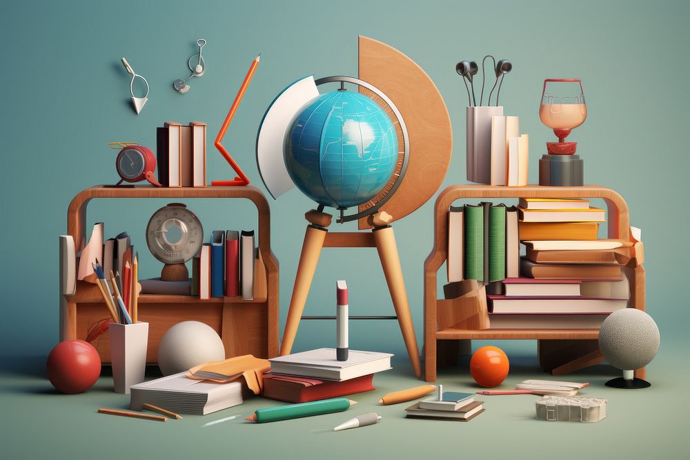 Education publication bookshelf furniture. AI generated Image by rawpixel.